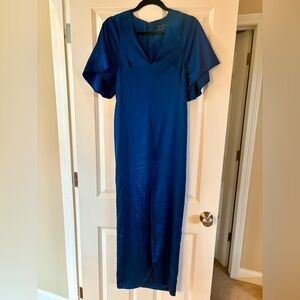 French Connection Silk V-Neck Gown with Front Slit, Size 2